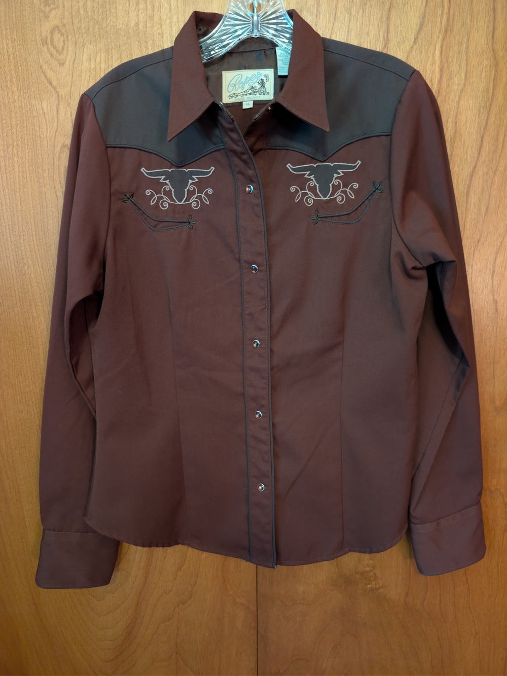 Roper Women's Brown Western Snap Shirt with Embroidery